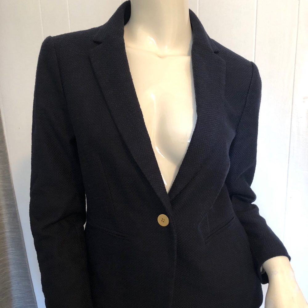 Ann Taylor blazer size 4 navy blue gold buttons